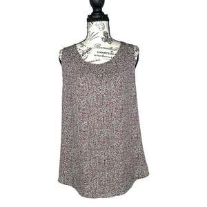 Ann Taylor Factory (M) Pebble Dot Pattern Pleat Front Mixed Material Media Tank